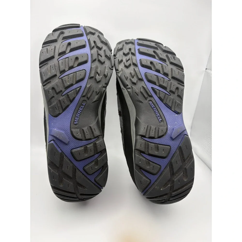 Merrell Womens J55684 Hiking Shoes Black Grey Purple Low Top Trail Sneakers 10